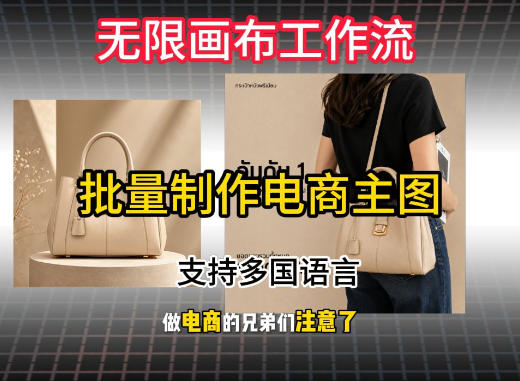 无限画布工作流搭建教程，一键电商主图批量制作，批量下载，支持多国语言-九节课