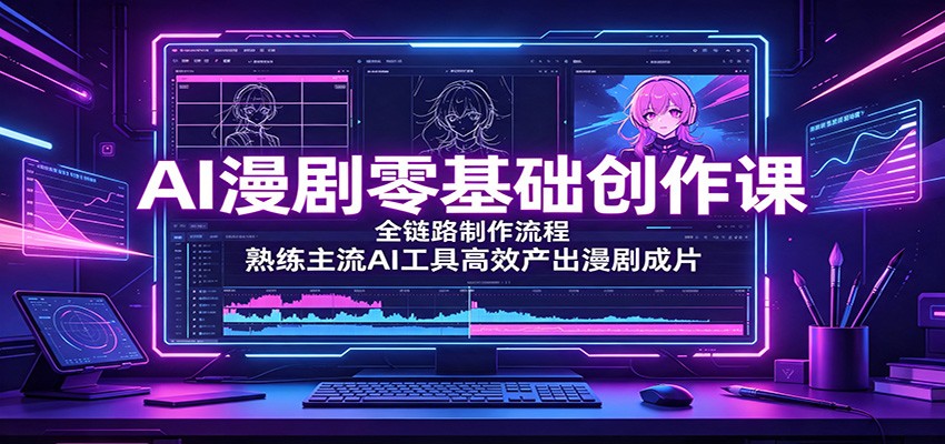 AI漫剧零基础创作课：全链路制作流程，熟练主流AI工具高效产出漫剧成片-九节课