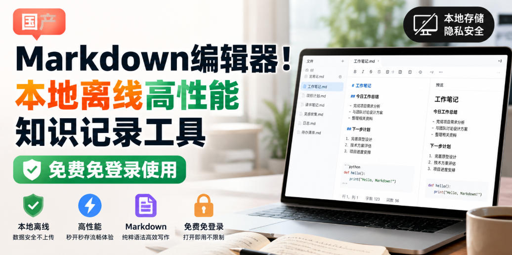 国产Markdown编辑器！本地离线高性能知识记录工具，免费免登录使用-九节课