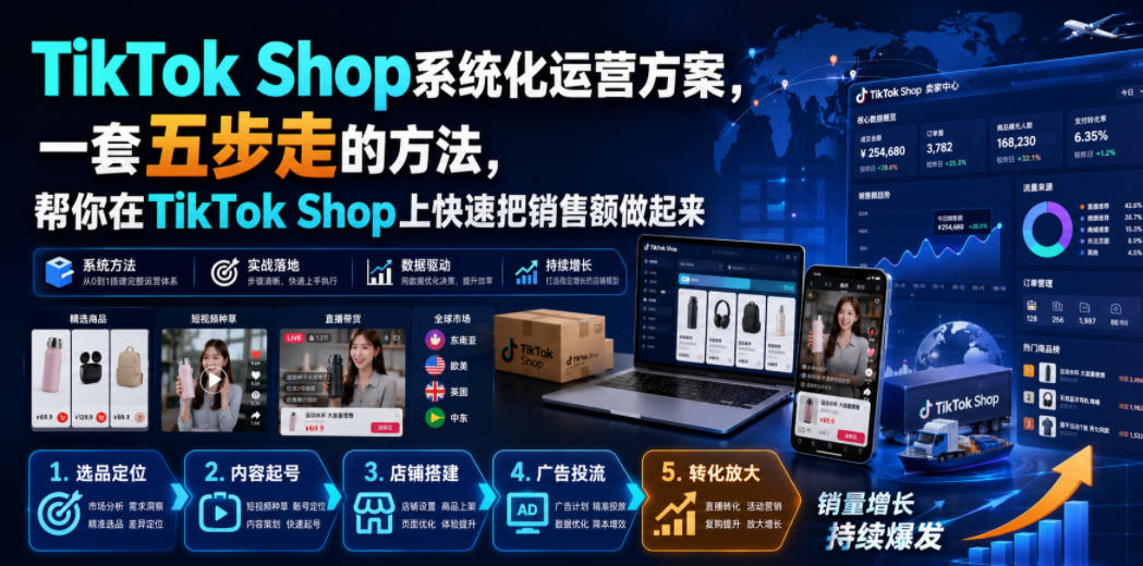TikTok Shop系统化运营方案，一套五步走的方法，帮你在TikTok Shop上快速把销售额做起来【原创双语字幕】-九节课