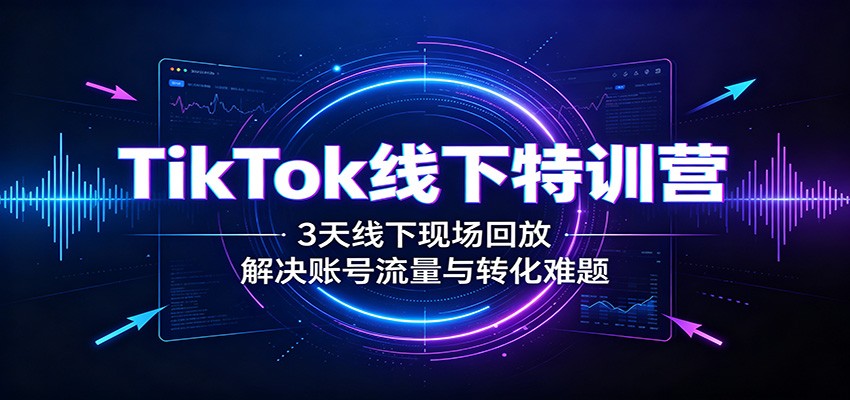 TikTok线下特训营：3天线下现场回放，解决账号流量与转化难题-九节课