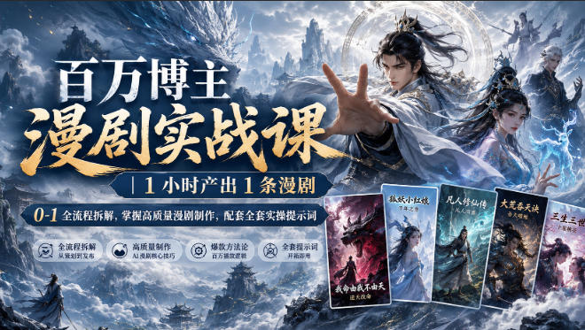 百万博主漫剧实战课｜1小时产出1条漫剧，0‑1全流程拆解，掌握高质量漫剧制作，配套全套实操提示词-九节课