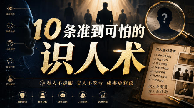 付费文章：10条准到可怕的识人术-九节课