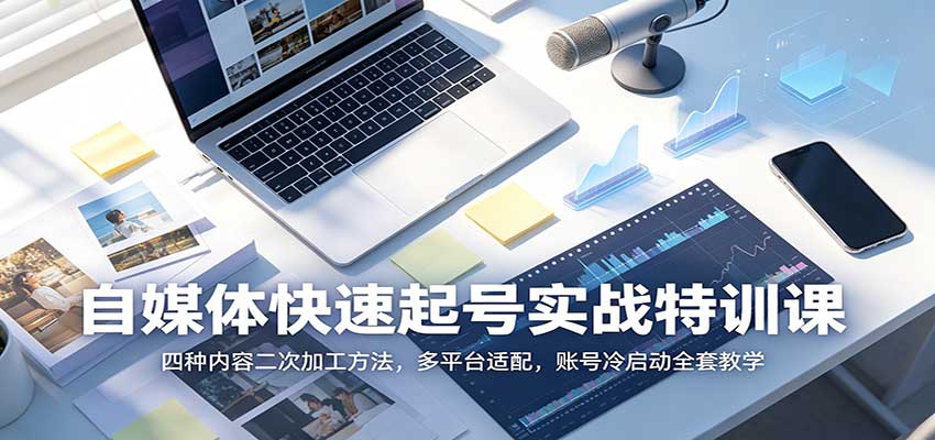 自媒体快速起号实战特训课：四种内容二次加工方法，多平台适配，账号冷启动全套教学-九节课