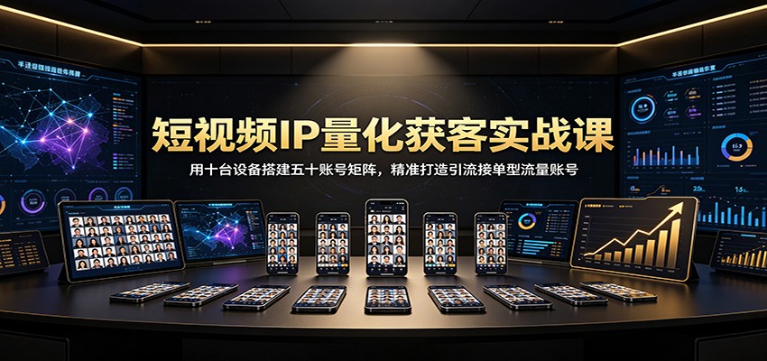 短视频IP量化获客实战课：用十台设备搭建五十账号矩阵，精准打造引流接单型流量账号-九节课