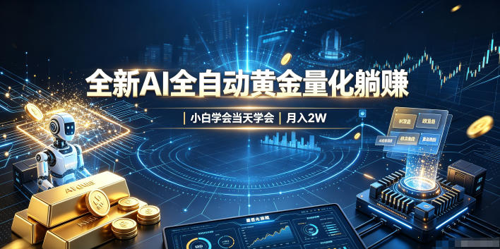 全新AI全自动黄金量化躺賺：小白学会当天学会，月入2W！【揭秘】-九节课