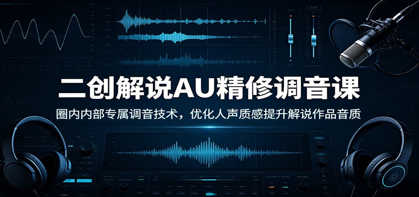 二创解说AU精修调音课：圈内内部专属调音技术，优化人声质感提升解说作品音质-九节课