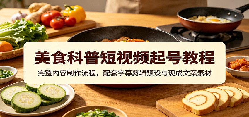 美食科普短视频起号教程:完整内容制作流程,配套字幕剪辑预设与现成文案素材-九节课