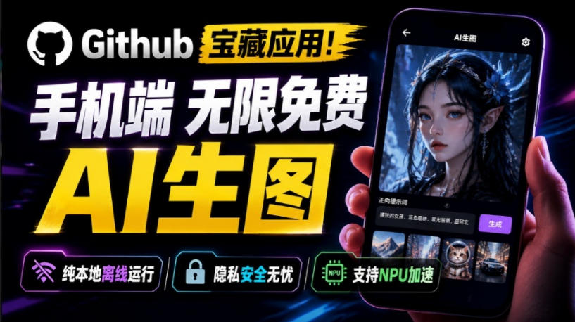 Github宝藏应用！手机端无限免费AI生图，纯本地离线运行，支持NPU加速斩获3.1k stars，local-dream-九节课
