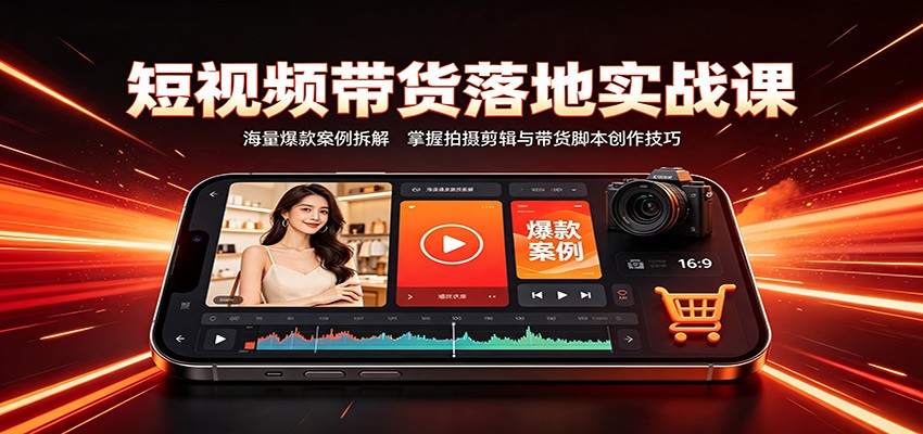 短视频带货落地实战课：海量爆款案例拆解，掌握拍摄剪辑与带货脚本创作技巧-九节课