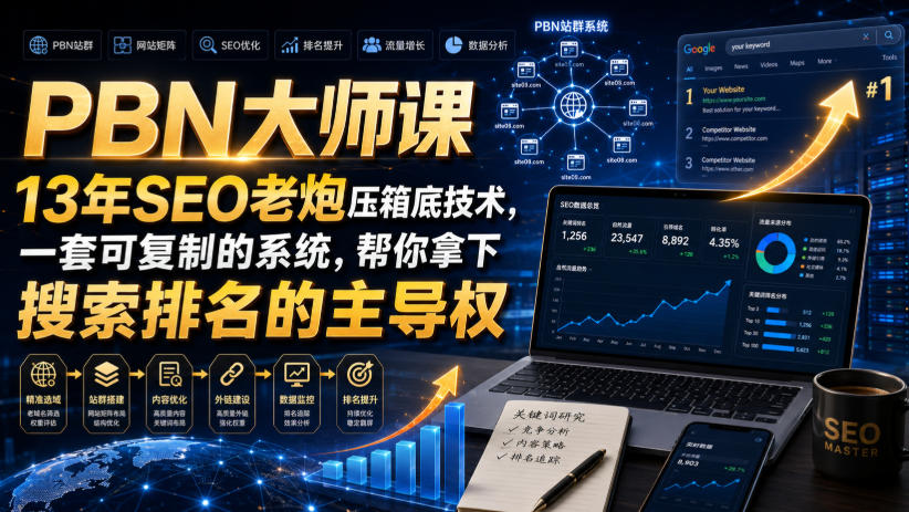 PBN大师课13年SEO老炮压箱底技术，一套可复制的系统，帮你拿下搜索排名的主导权【原创双语字幕】-九节课
