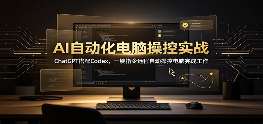 AI自动化电脑操控实战：ChatGPT搭配Codex，一键指令远程自动操控电脑完成工作-九节课