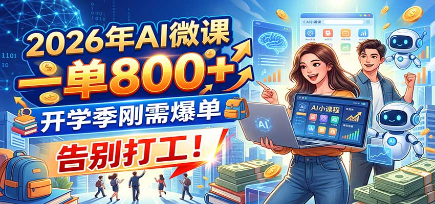 2026年AI微课，一单800+，开学季刚需爆单，告别打工！-九节课