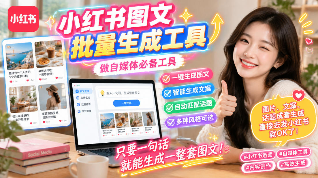 （20300期）小红书图文批量生成工具，话题、文案、配图一键生成，直接发布，做自媒体必备工具-九节课