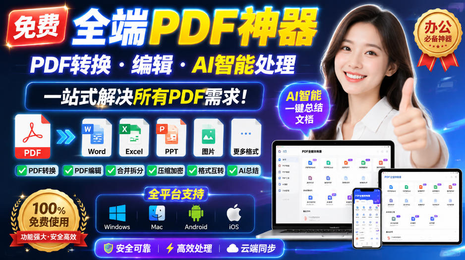 （20183期）免费全端PDF神器，PDF转换·编辑·AI智能处理，一站式解决所有PDF需求!-九节课