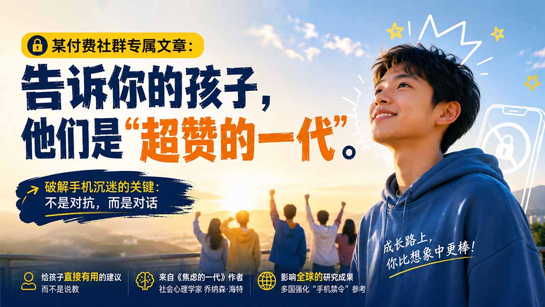 （20222期）某付费社群专属文章：告诉你的孩子，他们是“超赞的一代”。-九节课