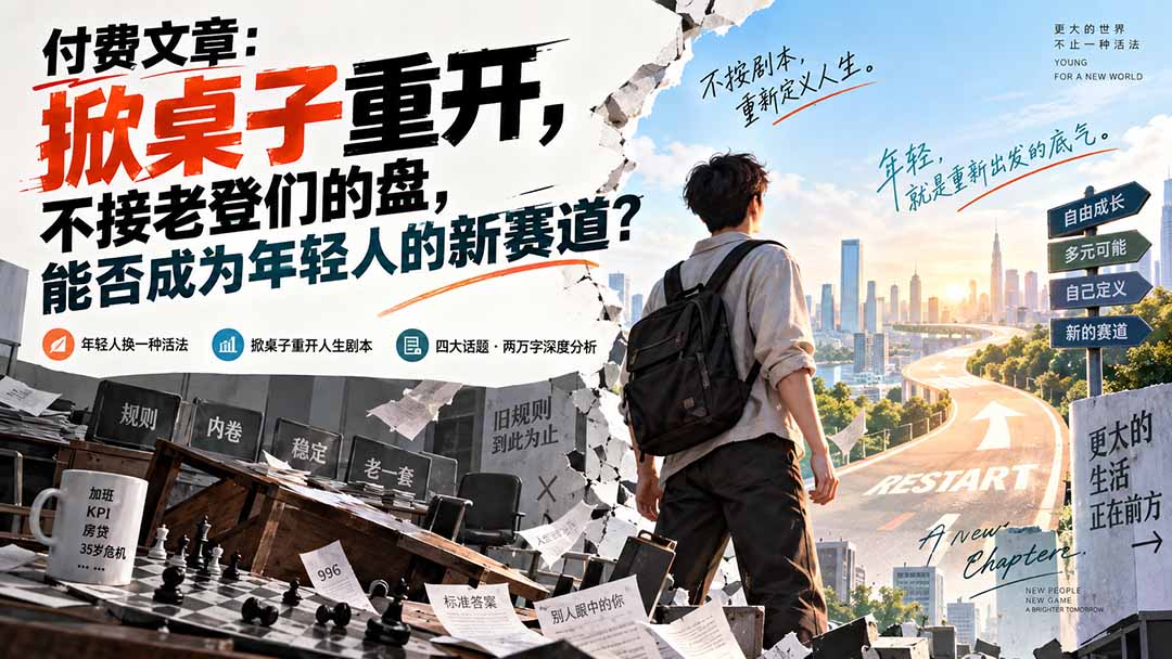 （20557期）付费文章：掀桌子重开，不接老登们的盘，能否成为年轻人的新赛道？-九节课
