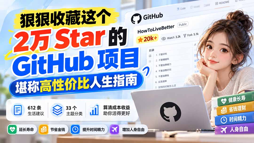 （20726期）狠狠收藏这个 2 万 Star 的 GitHub 项目，堪称高性价比人生指南。-九节课