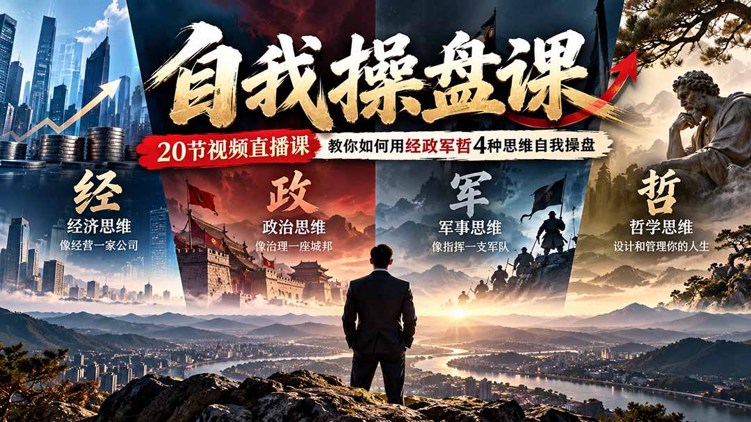 （20626期）【无水印】自我操盘课，20节视频直播课教你如何用经政军哲4种思维自我操盘（更新0924）-九节课
