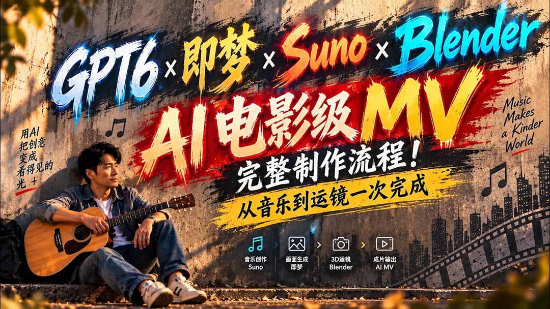 （20587期）GPT6×即梦×Suno×Blender｜AI电影级MV完整制作流程！从音乐到运镜一次完成 (无水印)-九节课