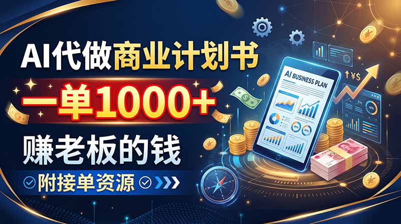 （20303期）AI代做商业计划书，一单1000+，赚老板的钱，附接单资源-九节课
