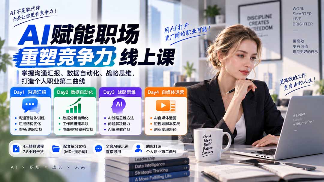 （20531期）AI职场提效与第二曲线实战课-无水印：学习沟通汇报、数据工作流和战略思维，掌握AI编程做产品及自媒体运营方法-九节课