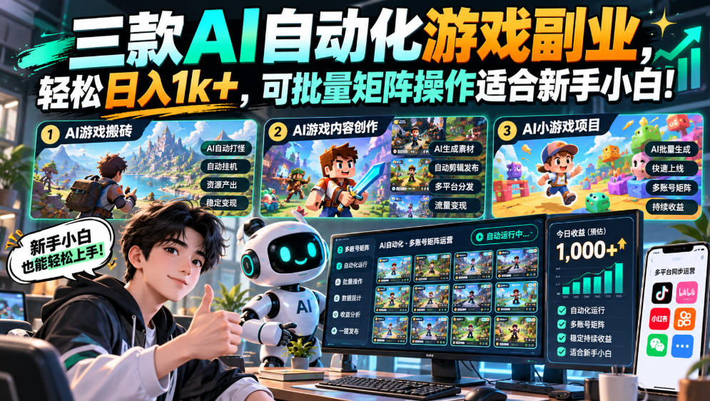 （20699期）三款长期稳定AI自动化游戏，日入千元，毫无保留的全部教给你！-九节课