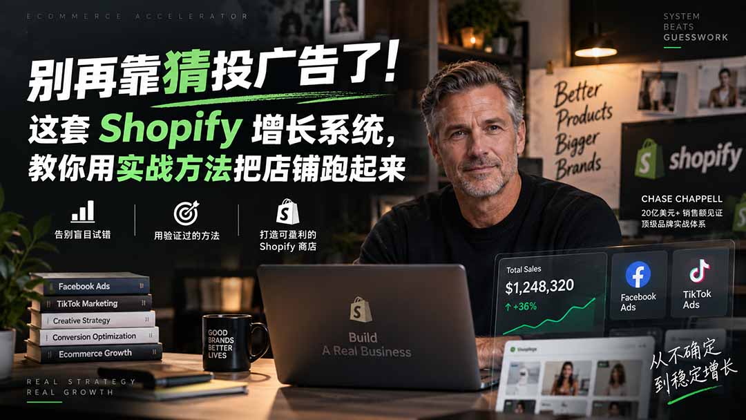 （20367期）别再靠猜投广告了！这套 Shopify 增长系统，教你用实战方法把店铺跑起来【原创双语字幕】-九节课