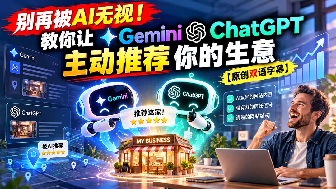 （20737期）别再被AI无视！教你让GeminiChatGPT主动推荐你的生意【原创双语字幕】-九节课