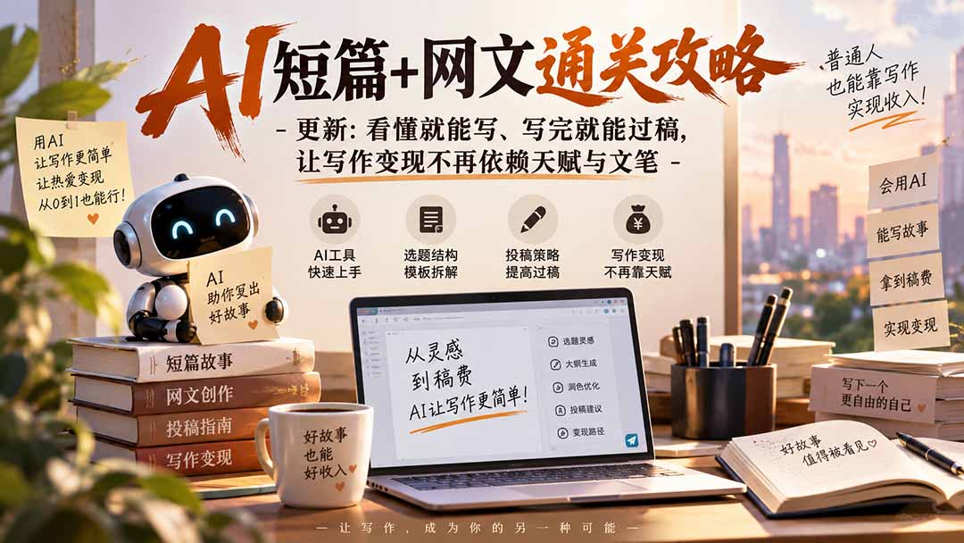 （20578期）AI短篇+网文通关攻略-更新0921：看懂就能写、写完就能过稿，让写作变现不再依赖天赋与文笔-九节课