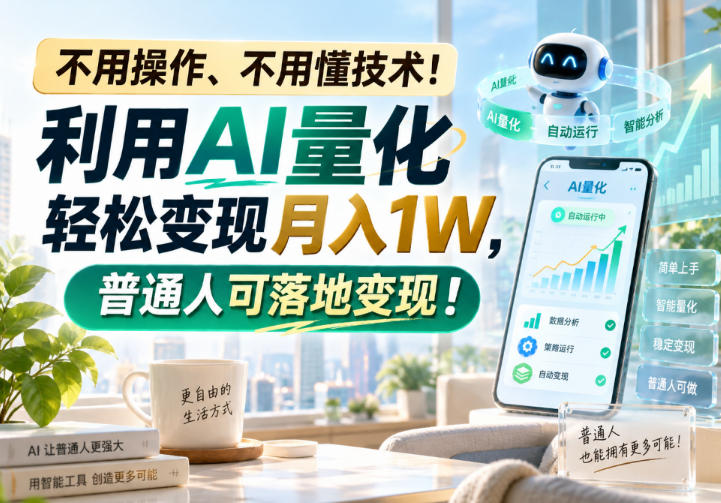 （20429期）利用AI量化轻松变现月入1W，普通人可落地变现，不用操作、不用懂技术！-九节课