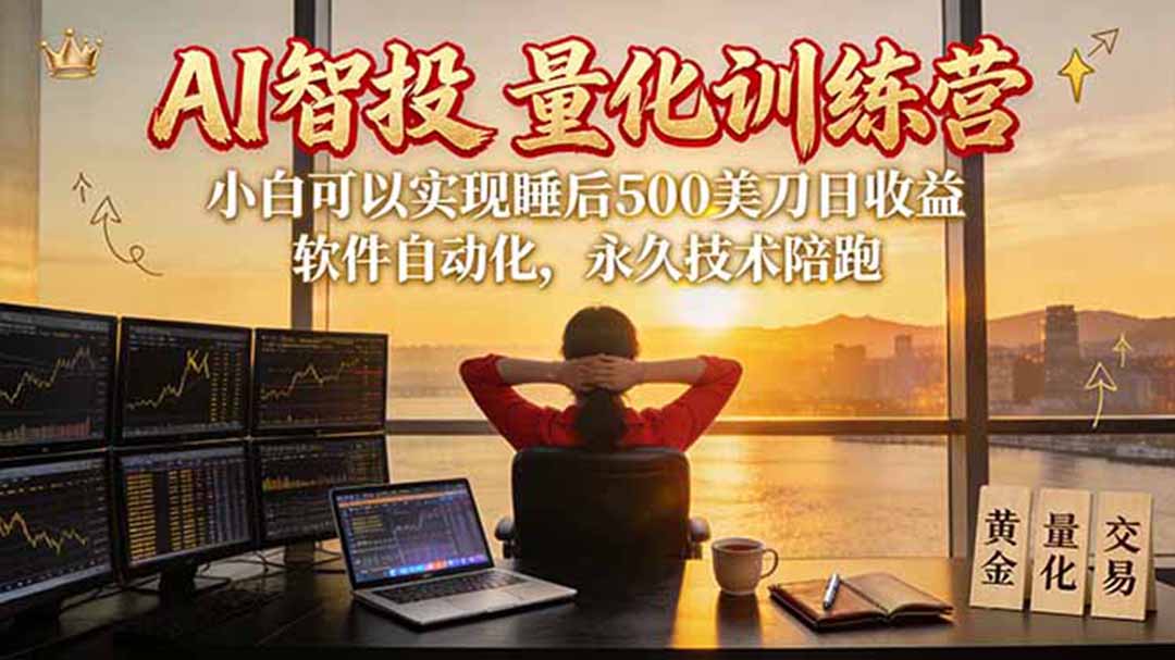 （20433期）AI智投EA量化训练营【第三期】，多策略智投+防爆技术+趋势分析 ，轻松上手，矩阵放大，长期稳定。-九节课