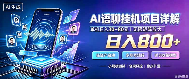 （20314期）AI语聊挂机，日入800+，适用个人副业，工作室矩阵操作-九节课