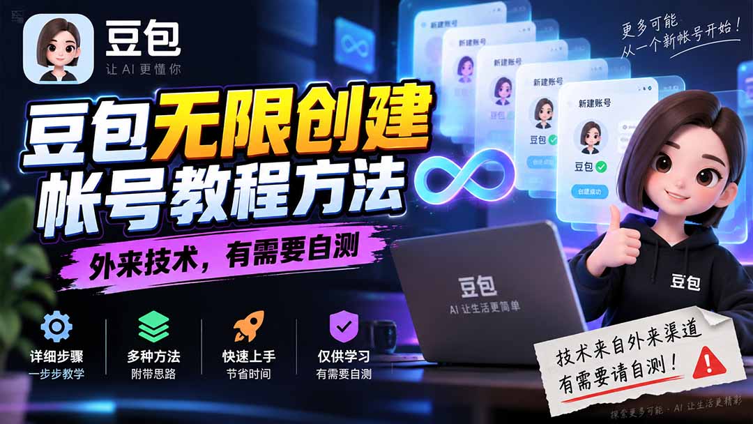 （20550期）豆包无限创建帐号教程方法，外来技术，有需要自测-九节课
