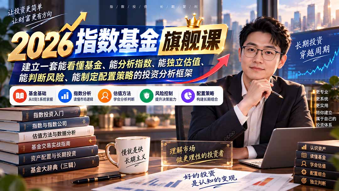（20298期）2026指数基金旗舰课｜建立一套能看懂基金、能分析指数、能独立估值、能判断风险、能制定配置策略的投资分析框架-九节课