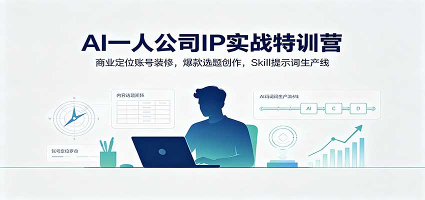 AI一人公司IP实战特训营：商业定位账号装修，爆款选题创作，Skill提示词生产线-九节课