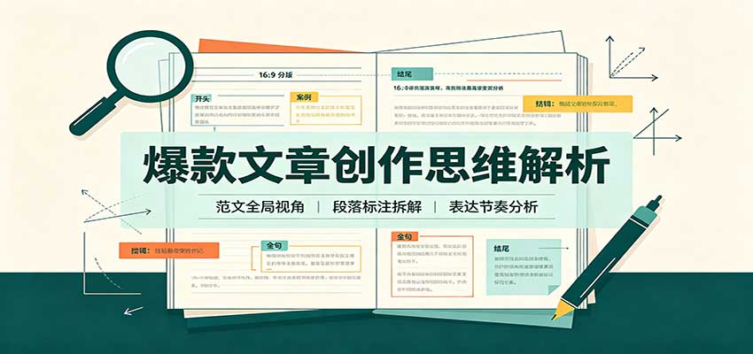 爆款文章创作思维解析：全局视角拆解范文，梳理行文逻辑，搭配真实拆文实操案例-九节课