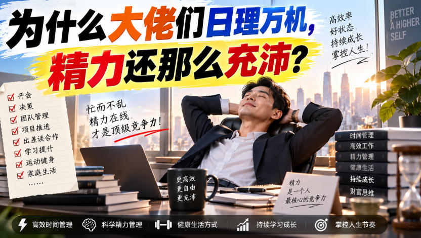 付费文章：为什么大佬们日理万机，精力还那么充沛？-九节课