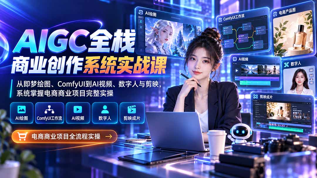（20342期）AIGC全栈商业创作系统实战课：从即梦绘图、ComfyUI到AI视频、数字人与剪映，系统掌握电商商业项目完整实操-九节课