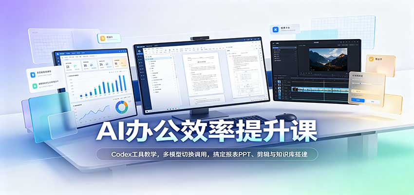 AI办公效率提升课：Codex工具教学，多模型切换调用，搞定报表PPT、剪辑与知识库搭建-九节课