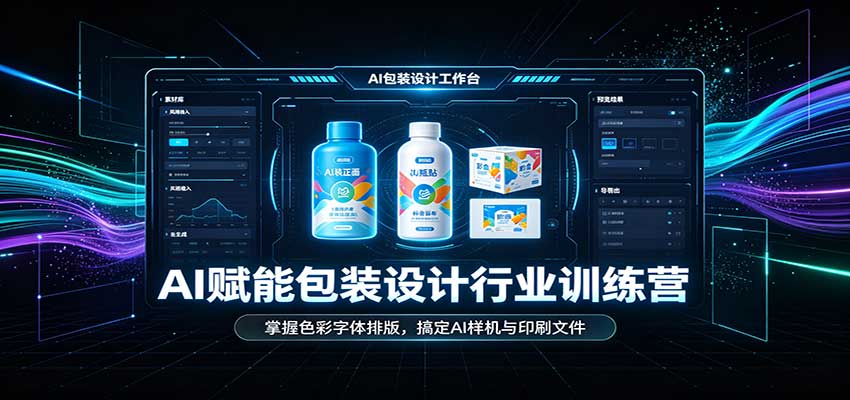 AI赋能包装设计行业训练营：掌握色彩字体排版，搞定AI样机与印刷文件-九节课