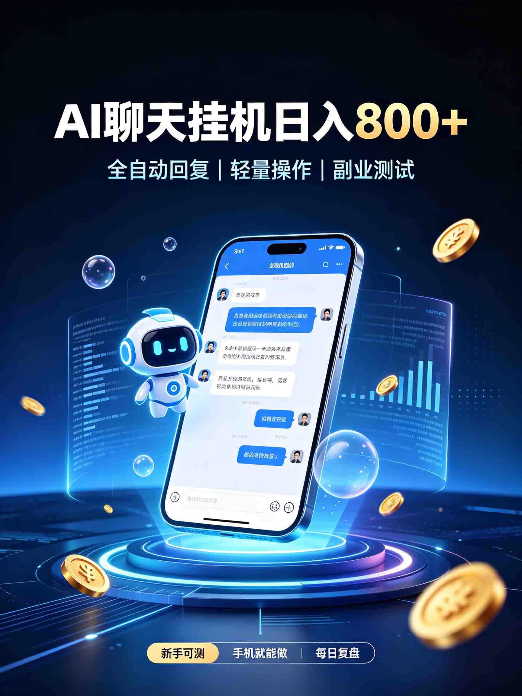 AI聊天挂机，日入800+，适用个人副业，工作室矩阵操作-九节课