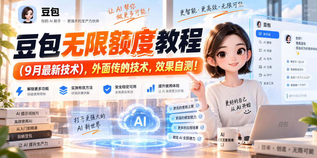 豆包无限额度教程（9月最新技术），外面传的技术，效果自测！-九节课