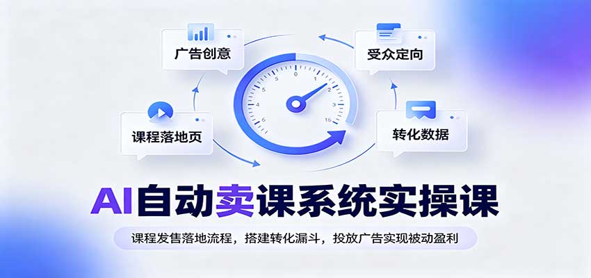 AI自动卖课系统实操课：课程发售落地流程，搭建转化漏斗，投放广告实现被动盈利-九节课