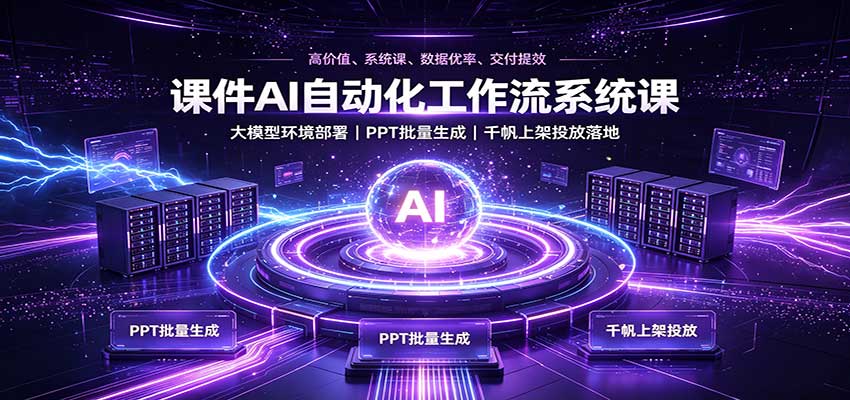 课件AI自动化工作流系统课：大模型环境部署，PPT批量生成，千帆上架投放落地-九节课