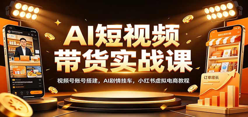 AI短视频带货实战课：视频号账号搭建，AI剧情挂车，小红书虚拟电商教程-九节课