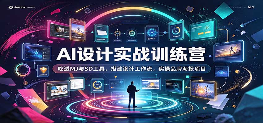 AI设计实战训练营：吃透MJ与SD工具，搭建设计工作流，实操品牌海报项目-九节课