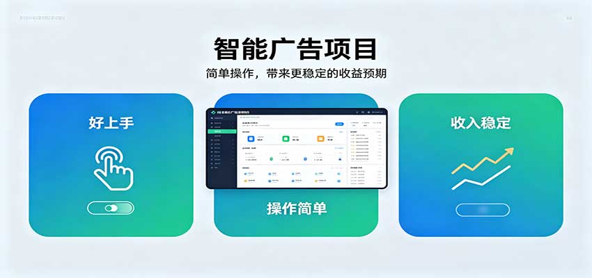 智能广告挂机项目，操作简单上手快，收益稳定可持续。稳定日入300+-九节课