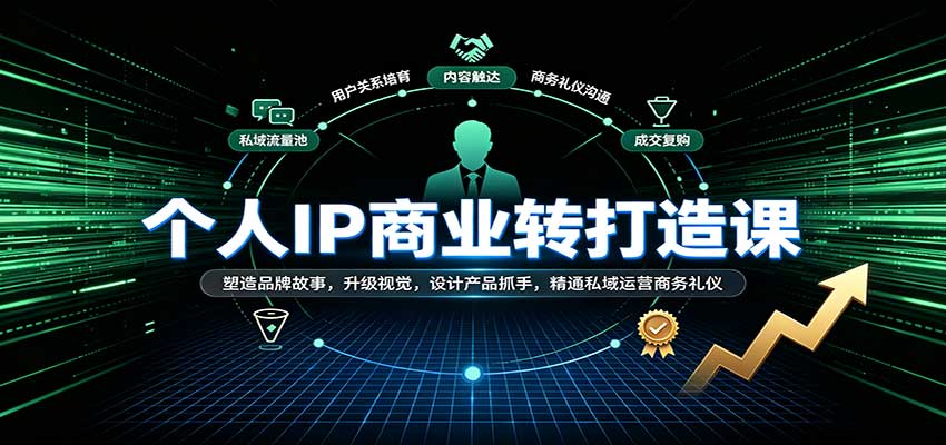 个人IP商业打造课：塑造品牌故事，升级视觉，设计产品抓手，精通私域运营商务礼仪-九节课