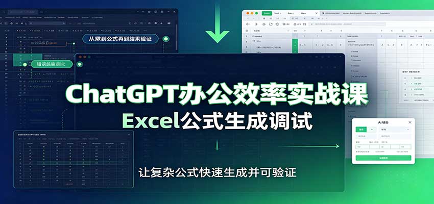 ChatGPT办公效率实战课：提示词技巧，Excel公式生成调试，文档编写教程-九节课